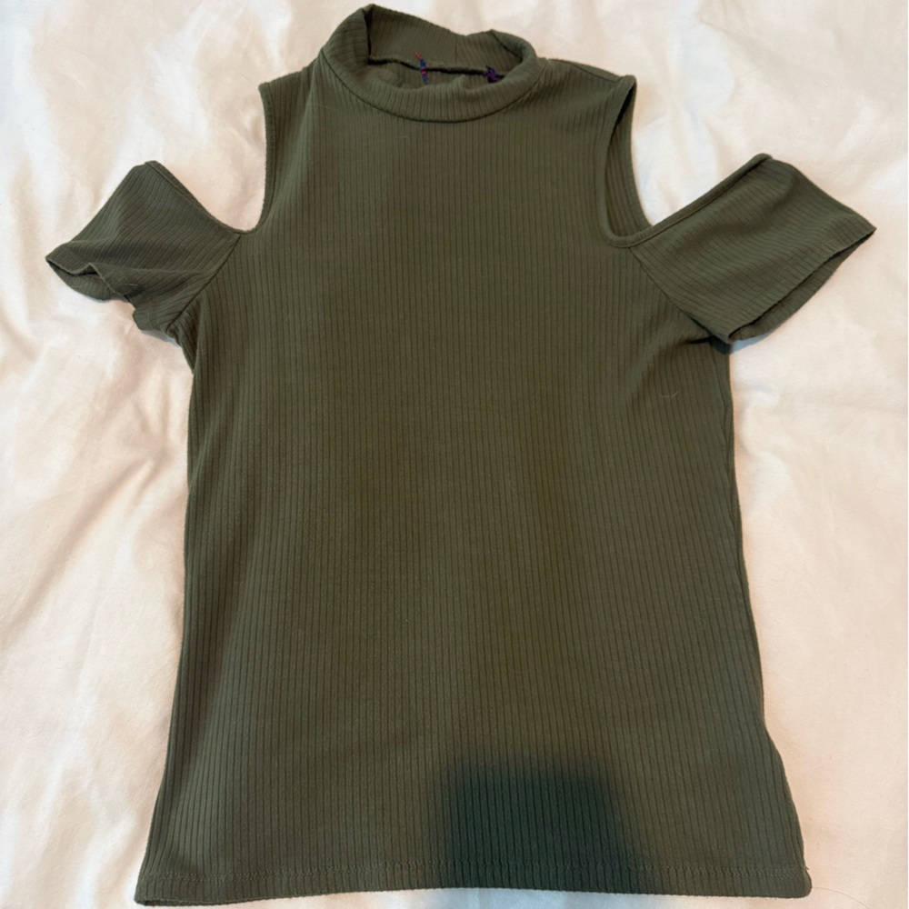 Olive Green Cold Shoulder Top
